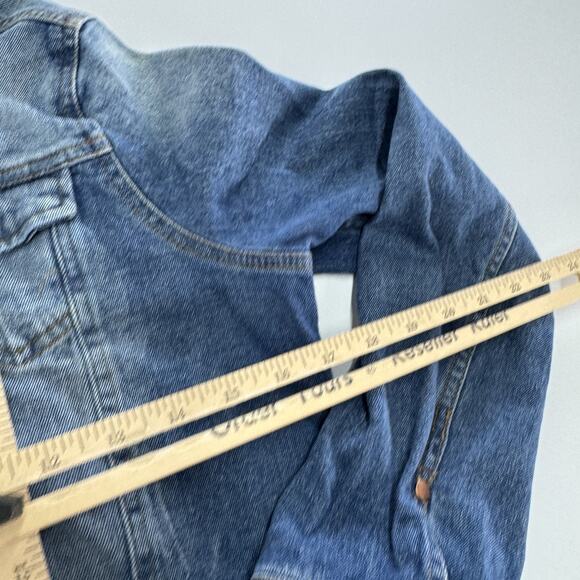 Love Tree Jacket Womens Large‎ Blue Denim Trucker Faded Button Up Jean - Picture 7 of 7